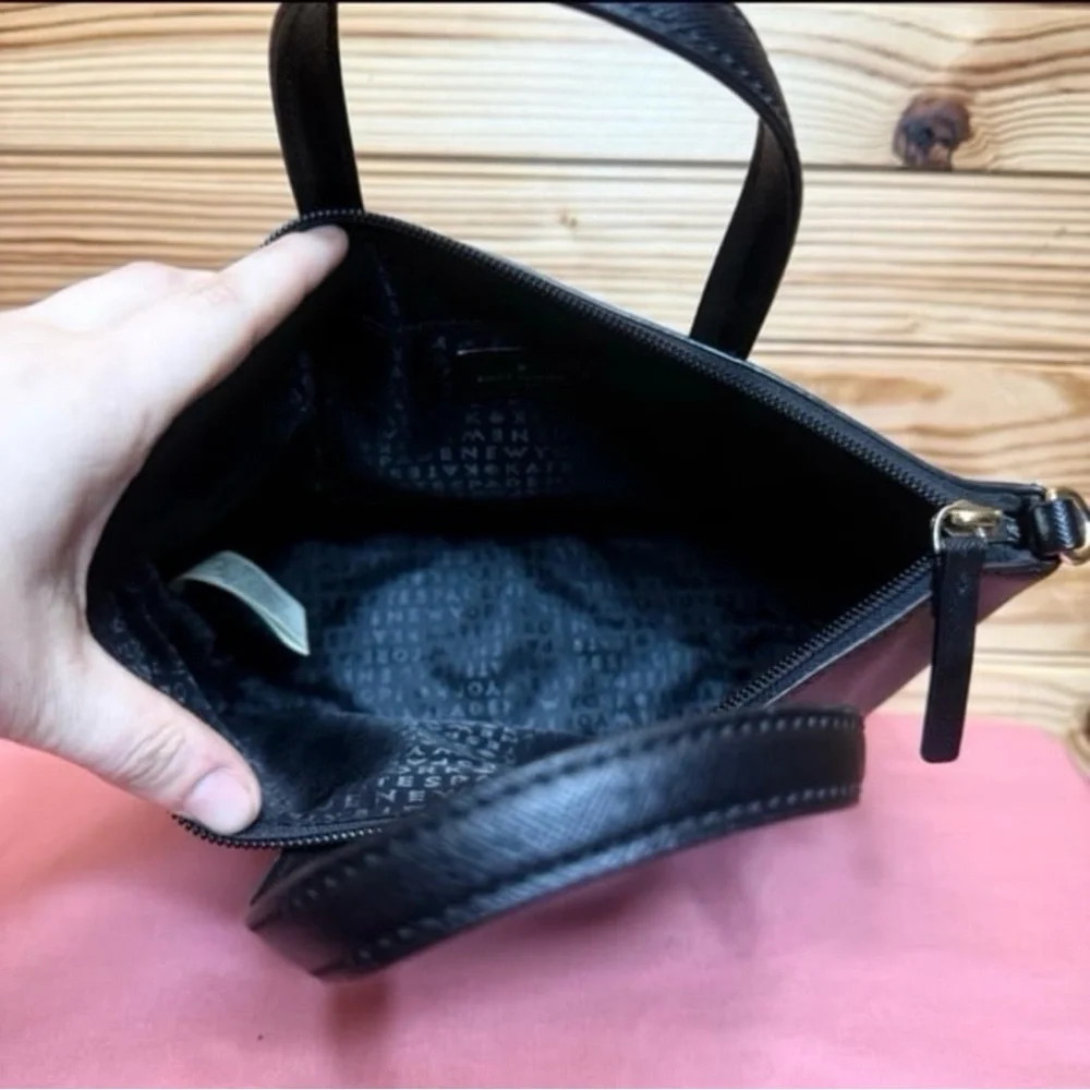 Kate Spade Ina Greta Court Black Glitter sparkle Satchel Mini Tote crossbody